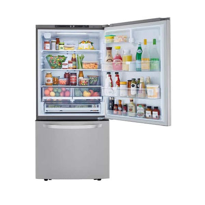 LG 33 in. W 26 cu. ft. Bottom Freezer Refrigerator w/ Multi-Air Flow and Smart Cooling in PrintProof Stainless Steel