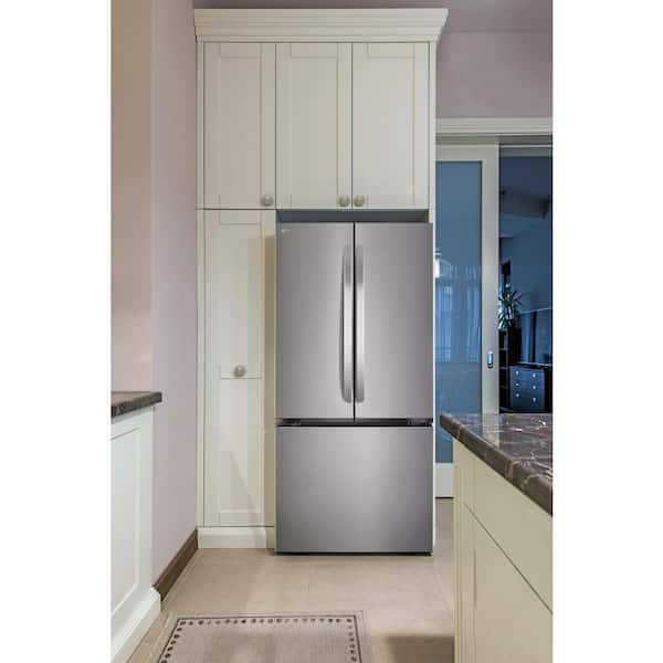 LG 33 in. W. 21 cu.ft. SMART Counter Depth MAX 3-Door French Door Refrigerator with Ice Maker in PrintProof Stainless Steel