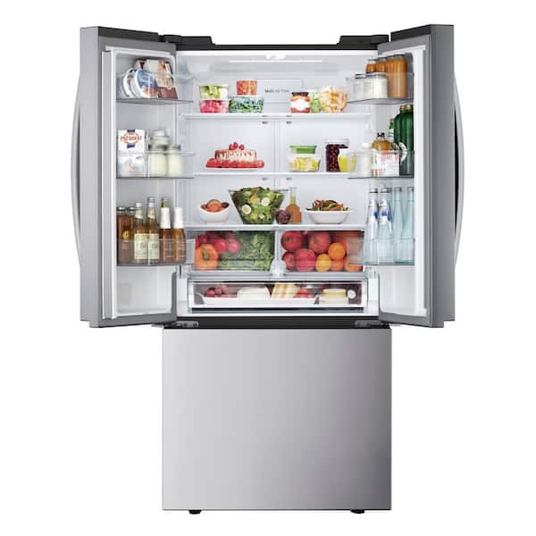 LG 33 in. W. 21 cu.ft. SMART Counter Depth MAX 3-Door French Door Refrigerator with Ice Maker in PrintProof Stainless Steel