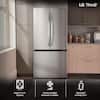 LG 33 in. W. 21 cu.ft. SMART Counter Depth MAX 3-Door French Door Refrigerator with Ice Maker in PrintProof Stainless Steel
