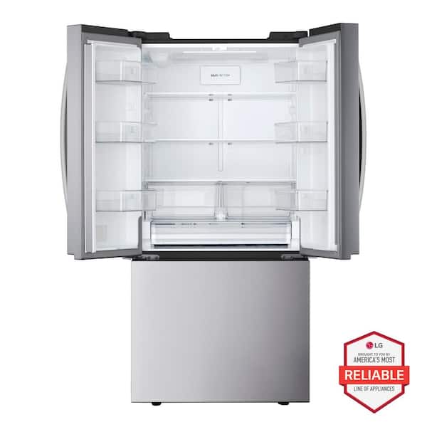 LG 33 in. W. 21 cu.ft. SMART Counter Depth MAX 3-Door French Door Refrigerator with Ice Maker in PrintProof Stainless Steel