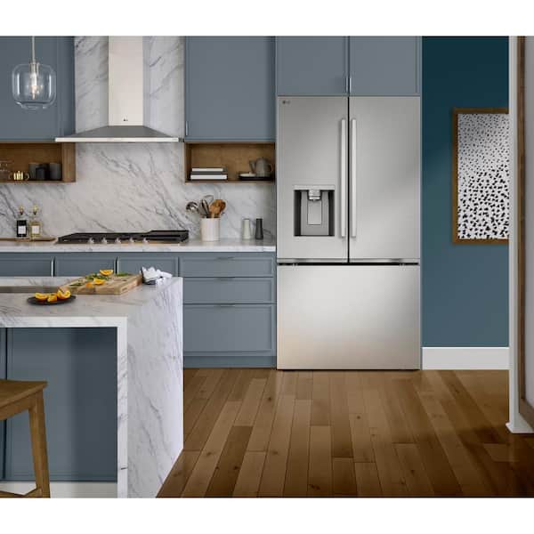 LG 24 cu. ft. Counter Depth MAX Zero Clearance 3-Door French Door Refrigerator with Craft Ice in PrintProof Stainless Steel