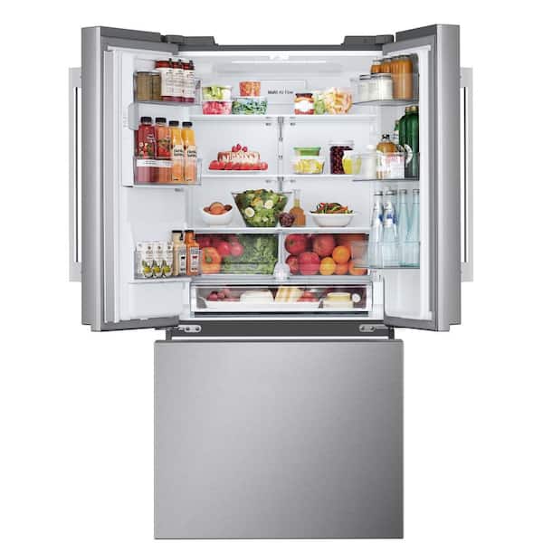 LG 33 in. W. 25 cu.ft. Smart 3-Door French Door Refrigerator Standard Depth MAX in Stainless Steel with Dual Ice Makers