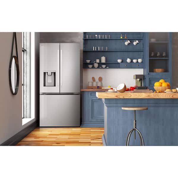 LG 33 in. W. 25 cu.ft. Smart 3-Door French Door Refrigerator Standard Depth MAX in Stainless Steel with Dual Ice Makers