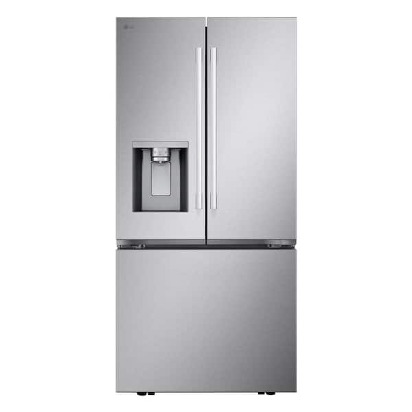 LG 33 in. W. 25 cu.ft. Smart 3-Door French Door Refrigerator Standard Depth MAX in Stainless Steel with Dual Ice Makers