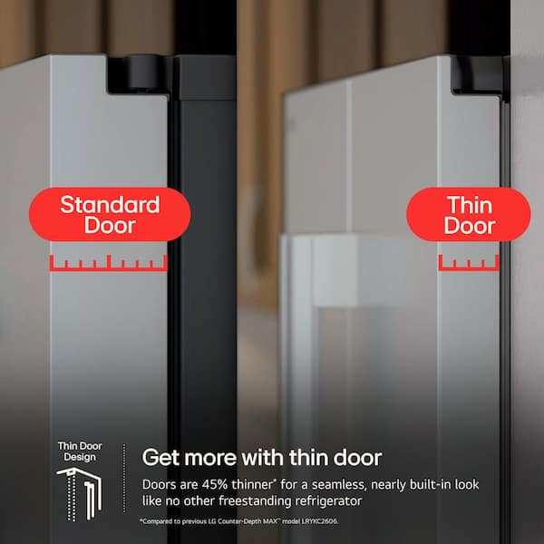 LG 36 in. 25 cu. ft. Counter-Depth MAX with Zero Clearance 3-Door French Door Refrigerator with Thin Door Design