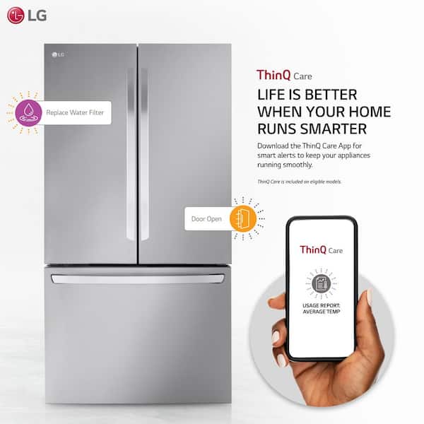 LG 27 cu. ft. SMART Counter Depth MAX French Door Refrigerator with Ice and Water, ADA Comp in PrintProof Stainless Steel
