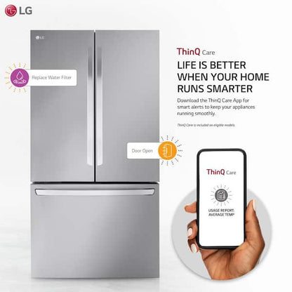 LG 27 cu. ft. SMART Counter Depth MAX French Door Refrigerator with Ice and Water, ADA Comp in PrintProof Stainless Steel