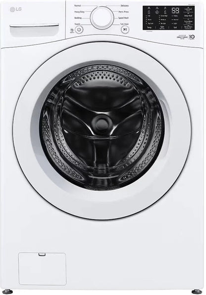 LG 24 in. W 2.4 Cu. Ft. Compact Stackable SMART Front Load Washer in White with Steam and AI Fabric Sensor / Smart Pairing and 4.3 cu small space ventless dryer