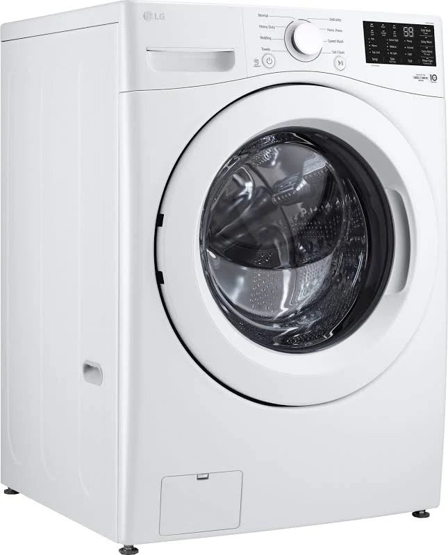 LG 24 in. W 2.4 Cu. Ft. Compact Stackable SMART Front Load Washer in White with Steam and AI Fabric Sensor / Smart Pairing and 4.3 cu small space ventless dryer