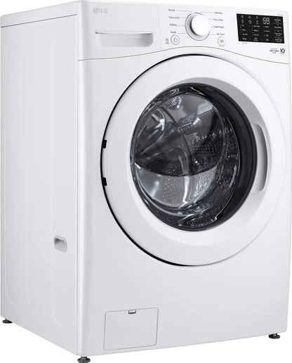 LG 24 in. W 2.4 Cu. Ft. Compact Stackable SMART Front Load Washer in White with Steam and AI Fabric Sensor / Smart Pairing and 4.3 cu small space ventless dryer
