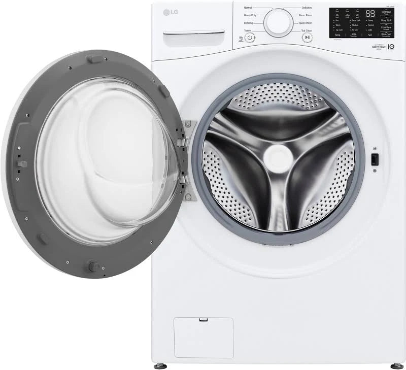 LG 24 in. W 2.4 Cu. Ft. Compact Stackable SMART Front Load Washer in White with Steam and AI Fabric Sensor / Smart Pairing and 4.3 cu small space ventless dryer