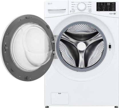 LG 24 in. W 2.4 Cu. Ft. Compact Stackable SMART Front Load Washer in White with Steam and AI Fabric Sensor / Smart Pairing and 4.3 cu small space ventless dryer