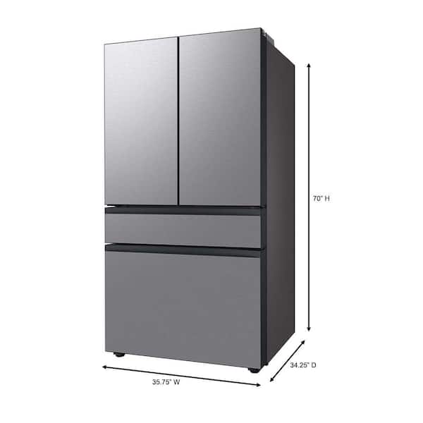 Samsung Bespoke 36 in. 29 cu. ft. Standard Depth 4-Door French Door Smart Refrigerator in Stainless Steel with Beverage Center