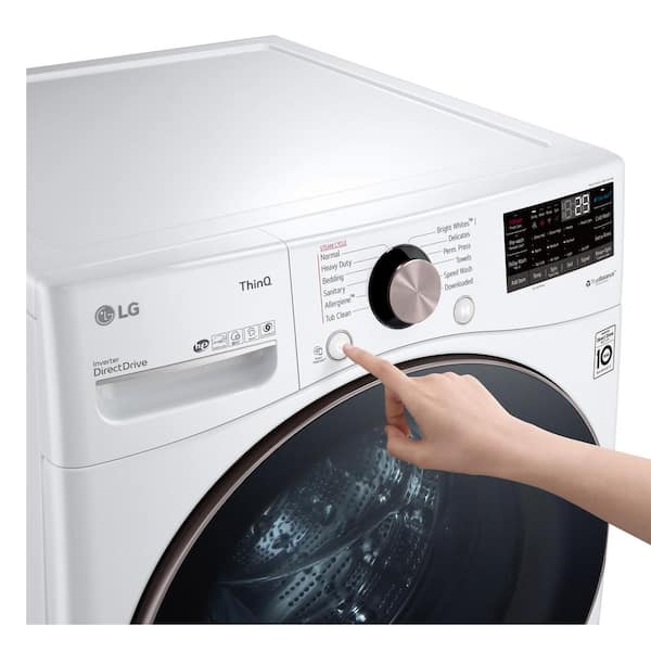 LG 4.5 Cu. Ft. Stackable SMART Front Load Washer in White with Steam and TurboWash360 Technology