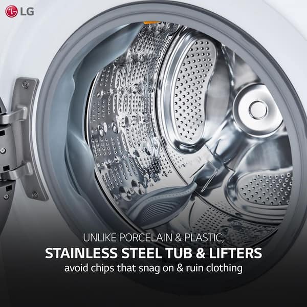 LG 4.5 Cu. Ft. Stackable SMART Front Load Washer in White with Steam and TurboWash360 Technology