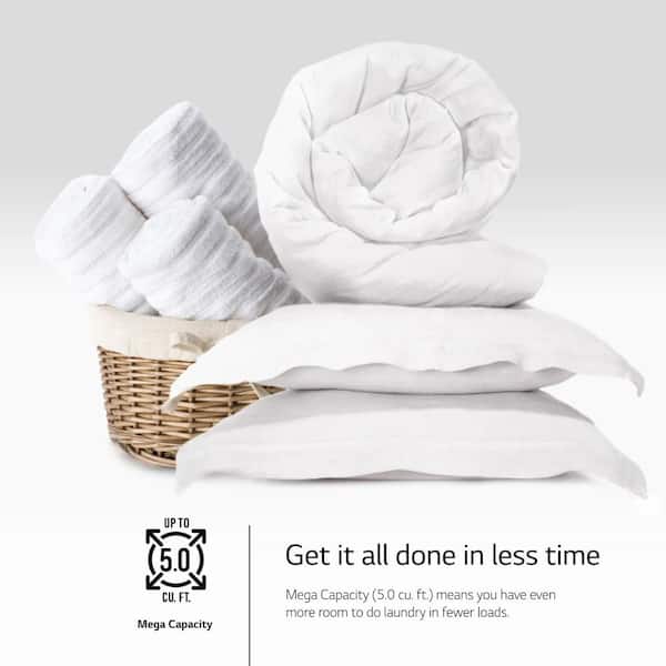 LG 5.0 cu. ft. Stackable Smart Front Load Washer in White with AI Digital Dial, Steam and TurboWash360