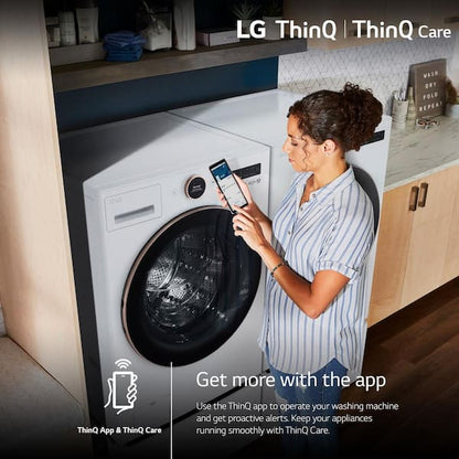 LG 5.0 cu. ft. Stackable Smart Front Load Washer in White with AI Digital Dial, Steam and TurboWash360