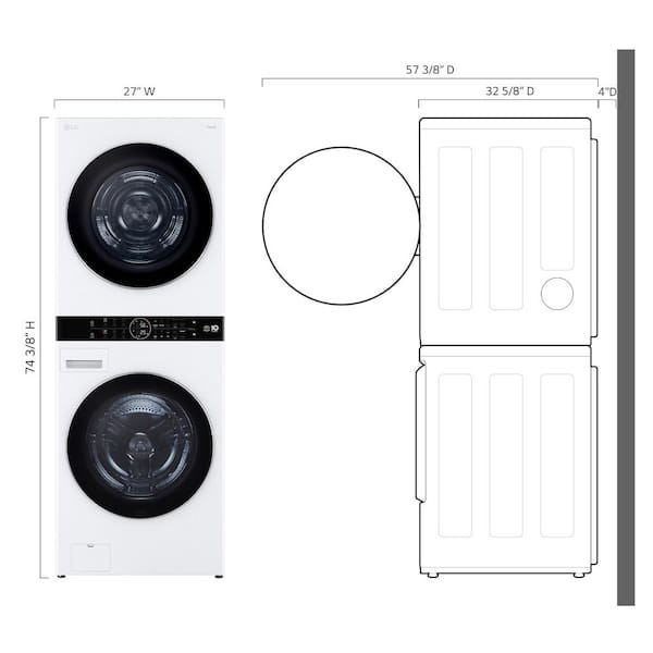 5.0 cu. ft. Washer 7.8 cu. ft. Dual Inverter Heat Pump Ventless Dryer Electric Washtower in White
